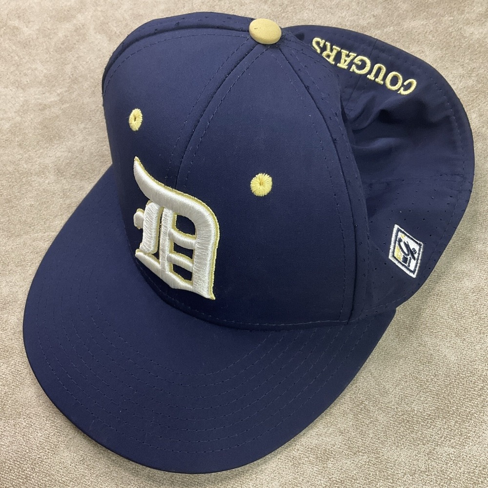 Detroit Cougars Hat Cap The Game Pro Fitted Blue Men Sz M Baseball